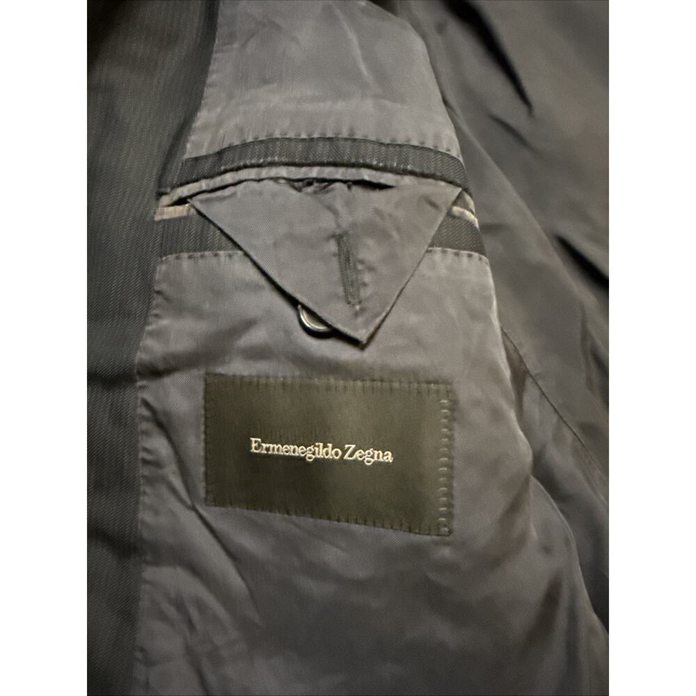 Ermenegildo Zegna 44R Blazer Sport Coat Black Pinstripe Wool Men 2 Button Italy - Picture 4 of 16